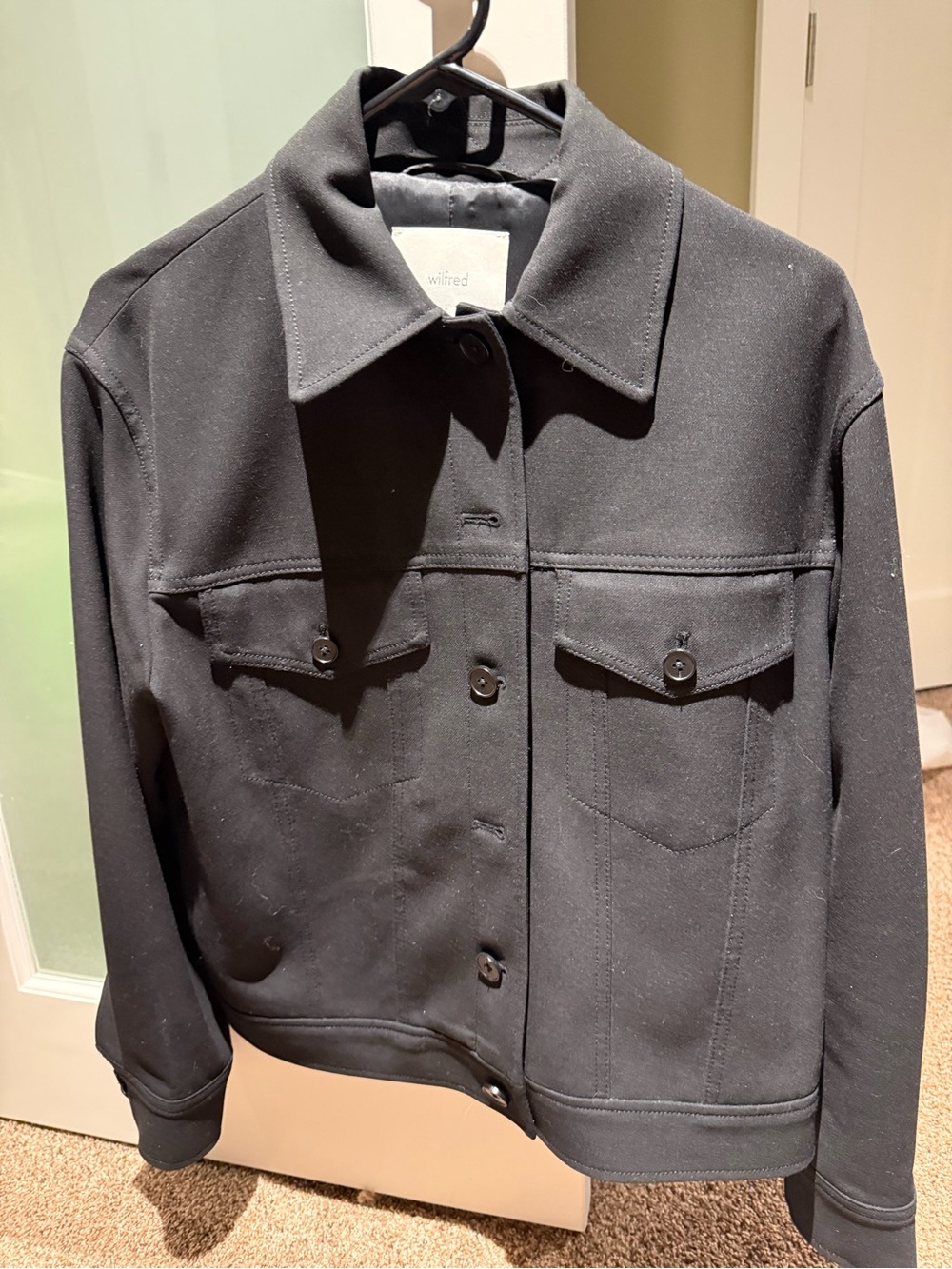 Aritzia Wilfred Black Cropped Button Up Jacket Quiet Luxury